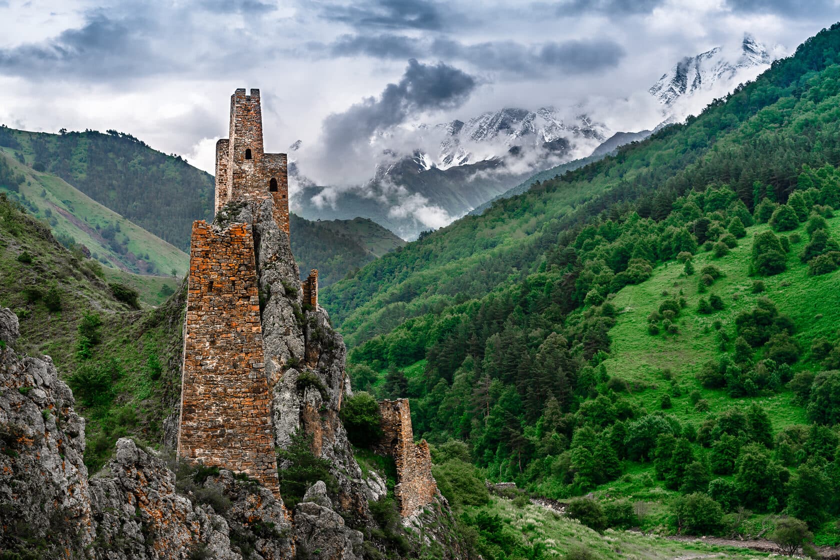 Evening by a campfire in the mountains of Ossetia